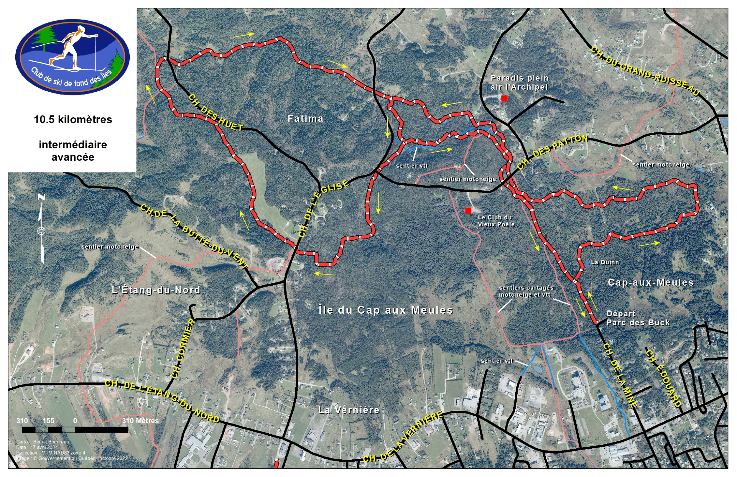 Plan des sentiers - secteur Cap-aux-Meules